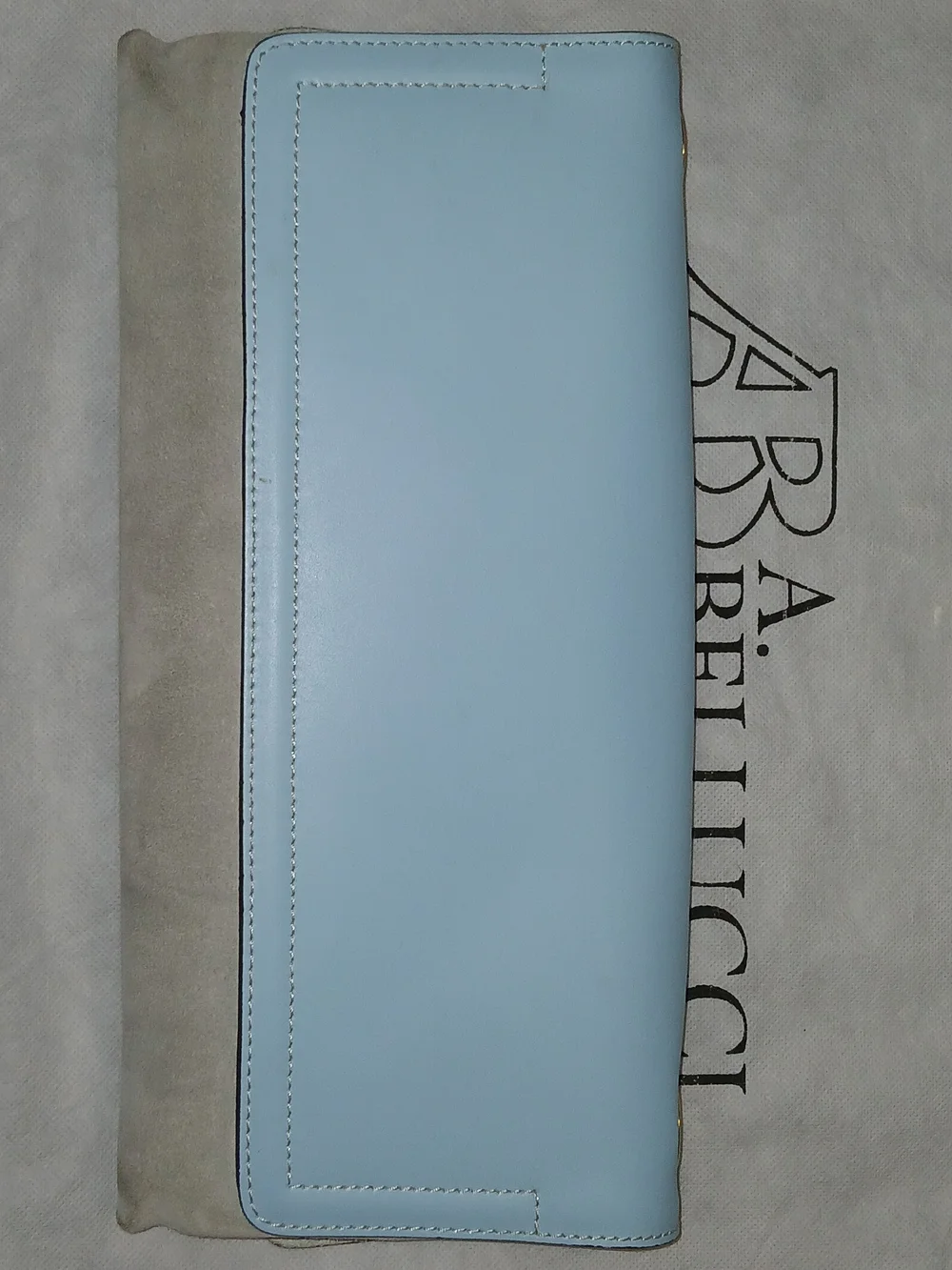 A. Bellucci Two-Tone Light Blue/Gray Leather and Sued Chain Shoulder Bag